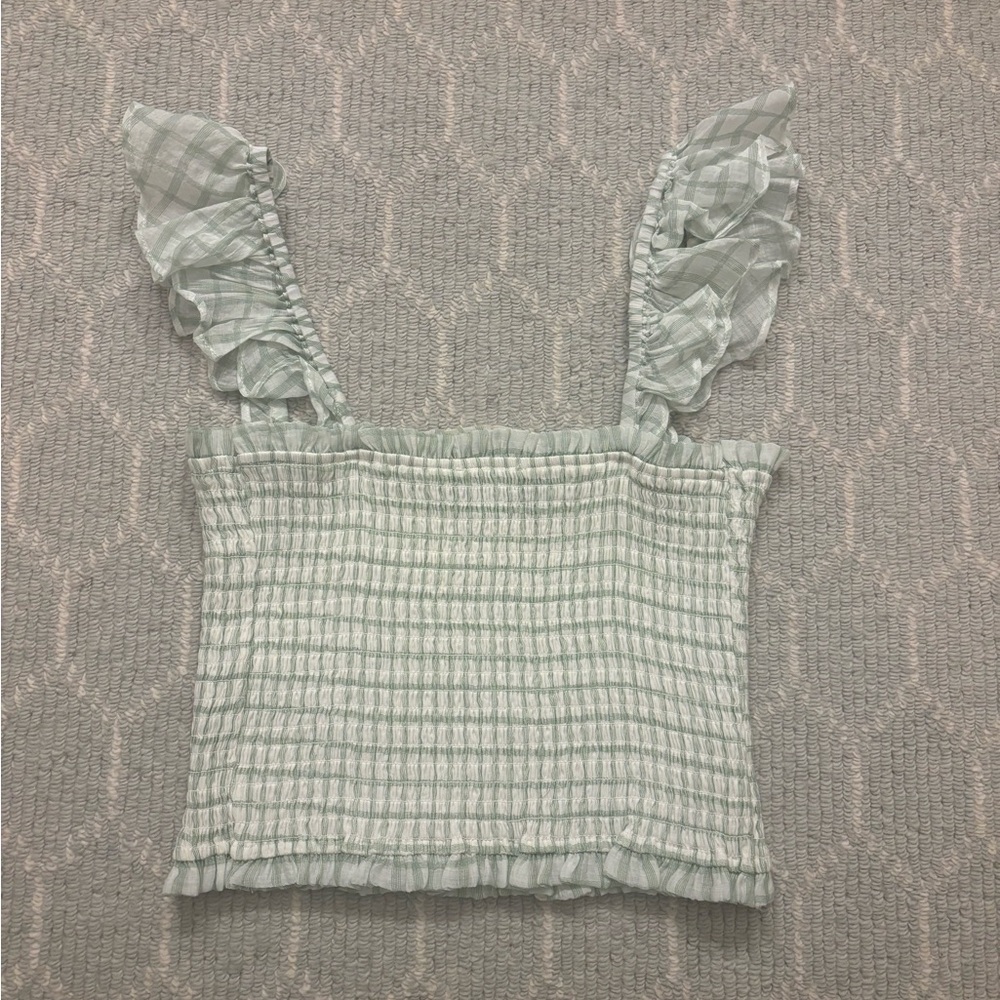 Minkpink green checkered top